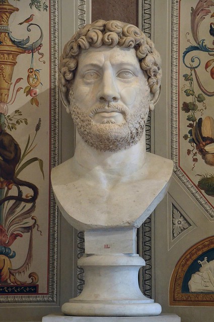 Colossal portrait of Hadrian, Luni Marble, 140 AD (after his death), Galleria Borghese, Rome