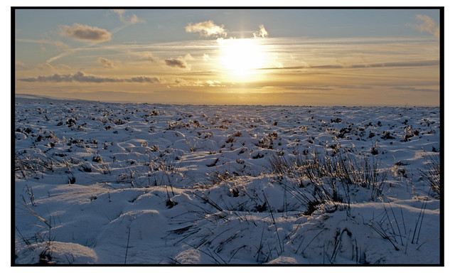Sunset over the snowy Staffordshire Moorlands