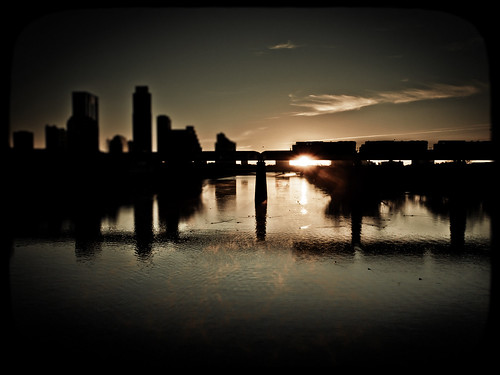 morning bridge skyline train sunrise austin landscape downtown texas pedestrian olympus ladybirdlake epl1