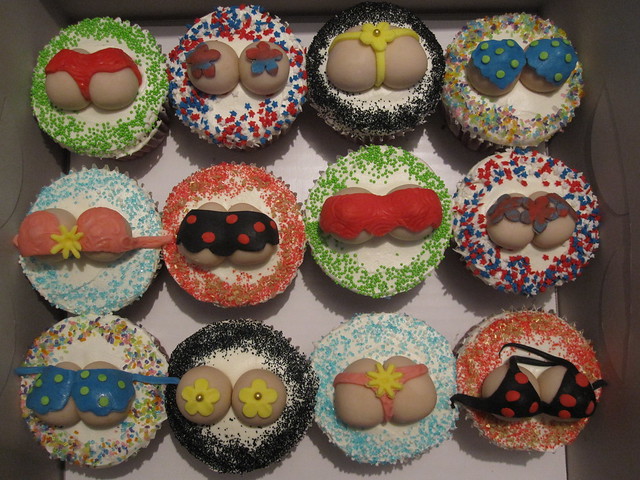 Boob and Butt lingerie cupcakes