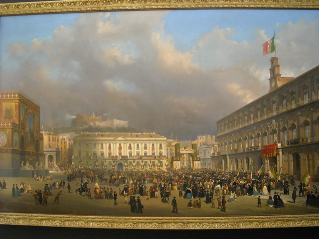The King Vittorio Emanuele II and Garibaldi in Royal Palace of Naples (1860/11/07) - Torino, Palazzo Reale (painter Ippolito Caffi)