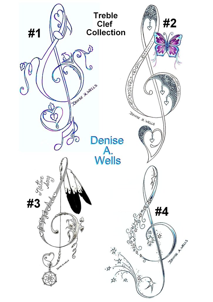 Treble Clef Tattoo Designs by Denise A. Wells