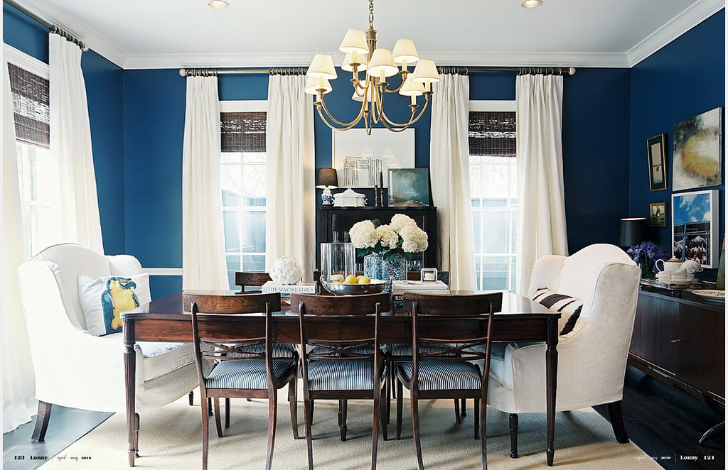 Navy + white dining room: 'Champion Colbalt' by Benjamin Moore