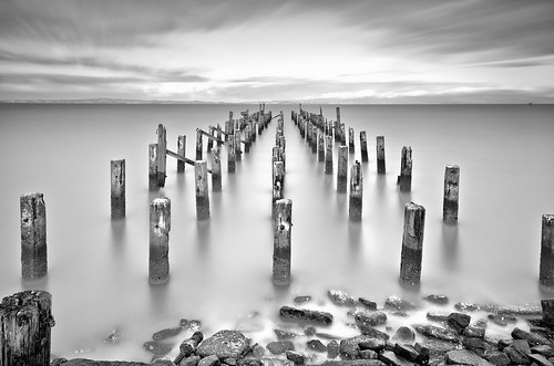 sea newzealand blackandwhite white black water coast pier nikon waterfront jetty rustic wharf coromandel