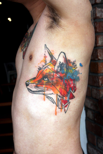 watercolor fox tattoo