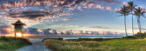 panorama tower beach sunrise landscape lifeguard qld queensland hdr goldcoast hdrpanorama