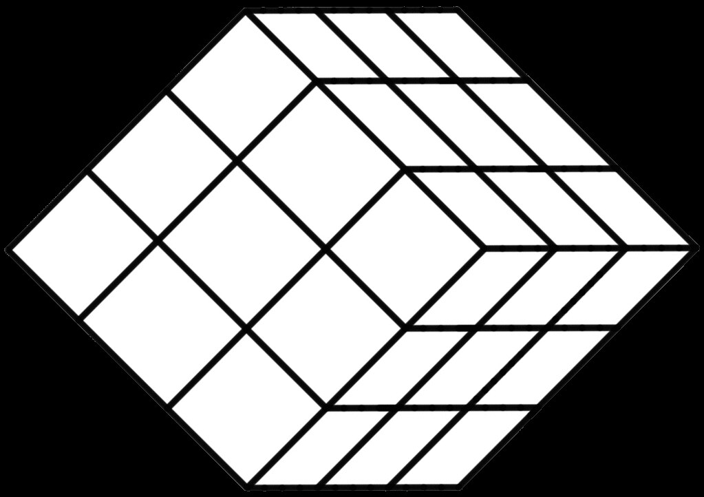 White Tilted 27-Section Rubik's Cube Template