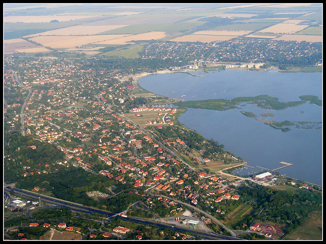 Lake Velence aerial view, Hungary
