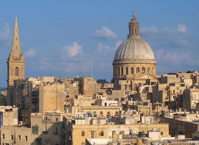 St. Paul's Anglican Cathedral Dome and Rooftops Valletta