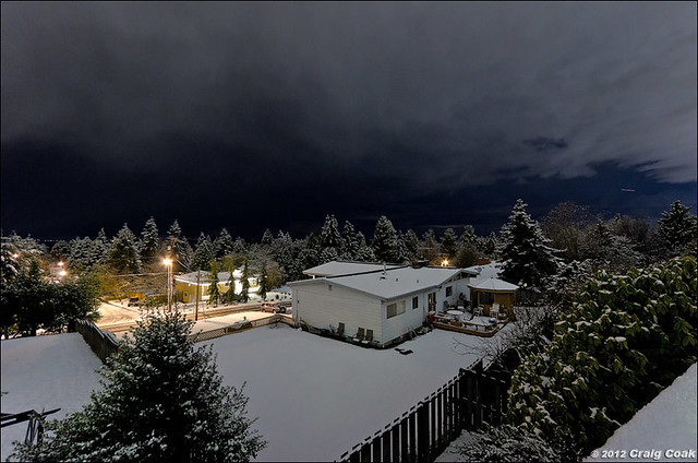 Nighttime snow shot to the NW from the deck