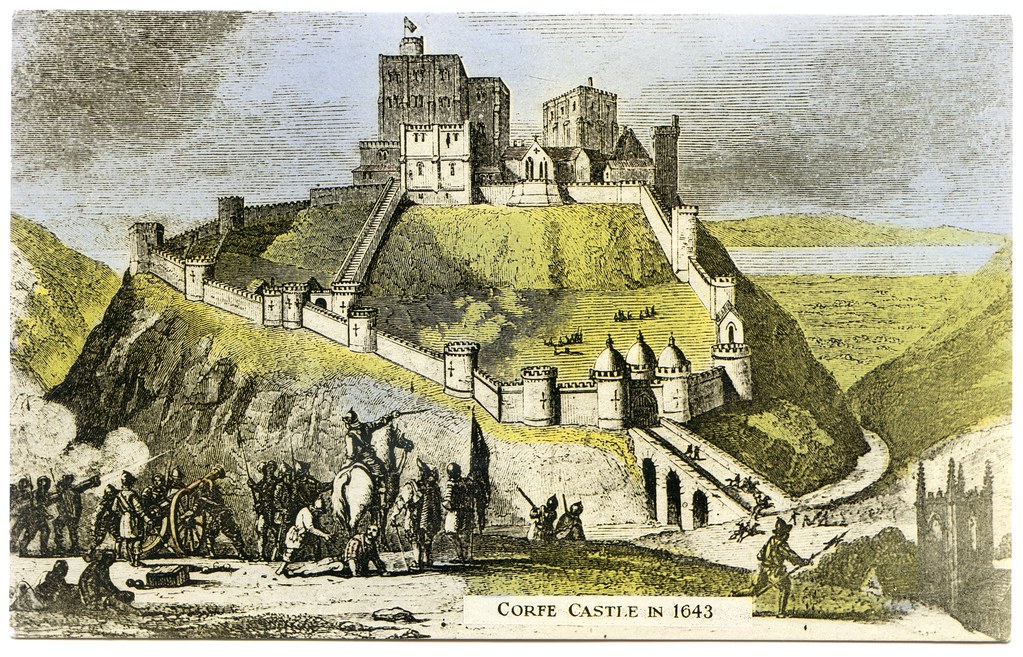 Corfe Castle in 1643, Dorset | Reproduction of engraving. Po… | Flickr