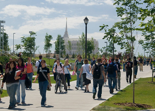Students walking on Campus between Classes