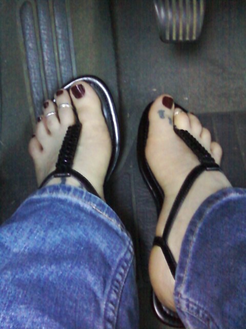 In the car with new  sandles 3