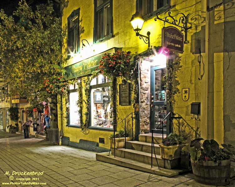 Night on rue du Petit-Champlain in Lower Town, Quebec City