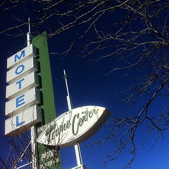 Town Center Motel -- the other side of the sign with neon and interior lighting.