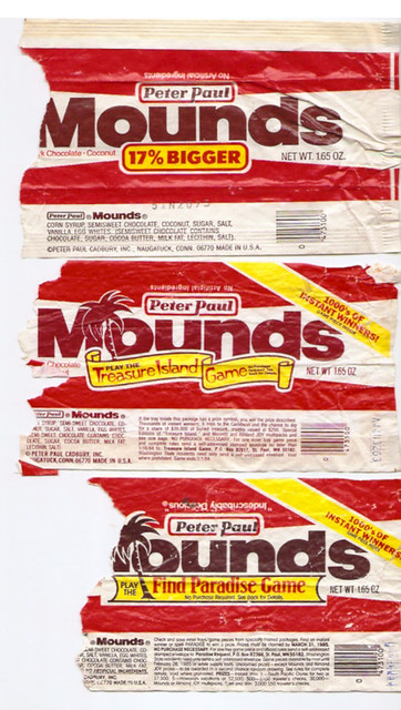 1984 Peter Paul Mounds Candy Bar Wrappers