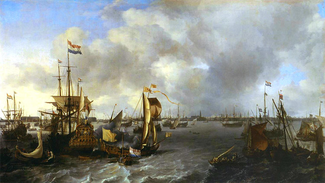 Backhuijsen, Ludolf  (Dutch,  1631-1708) - View of  Amsterdam with Ships on the IJ  - 1666