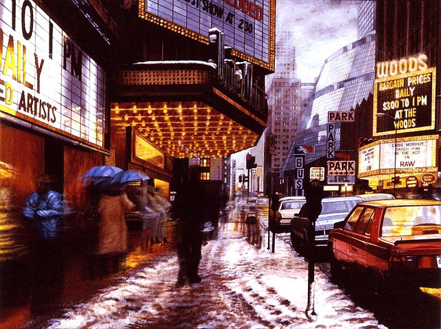 Chicago 2, Movie Theaters, acryl on canvas, 30x40 inch, 1999, Takeshi Yamada