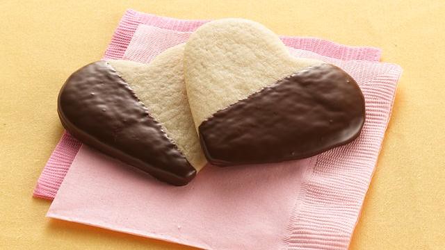 Chocolate-Dipped Heart Cookies Recipe