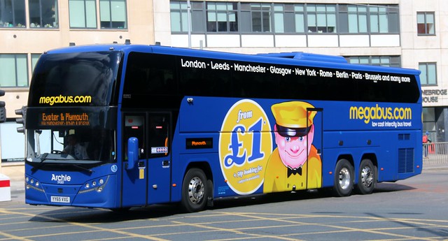 Stagecoach Devon 54265 'Archie' YY65VXG makes its way out of Bristol with a Leeds - Plymouth Megabus service.