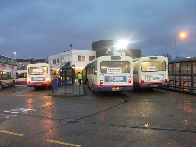 First Glasgow Volvo B10Ms 61517,61437 and 61412 Govan 21/12/11