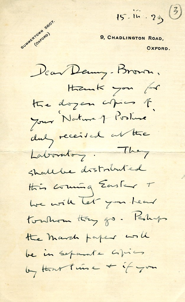 Sherrington to Denny-Brown - 15 March 1929 (S/2/11/3) 1/2