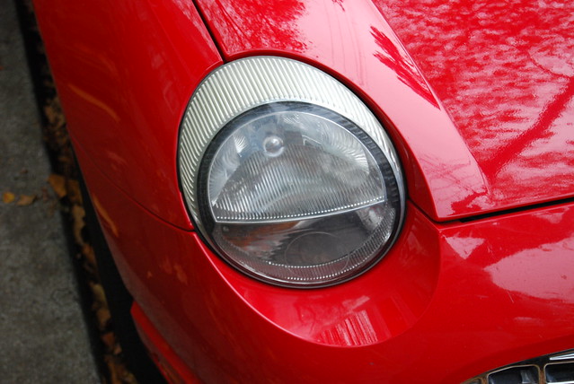 Ford Thunderbird, red, headlight, turn of the century