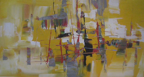 Muted yellow patches with thin dark outlines