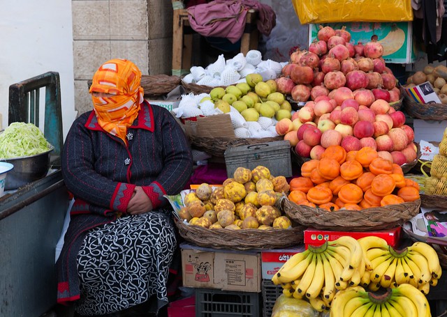 Fruit stall, Khotan, Xinjiang, China