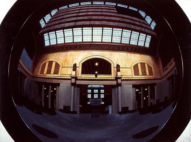 Chicago X5, Chicago Union Station, Fish Eye, acryl on canvas, 36x48 inch, 1992, Takeshi Yamada