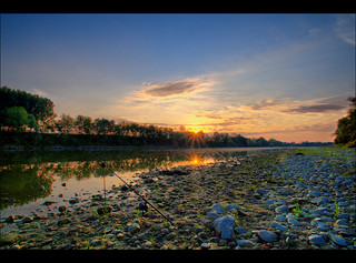Sunrise on the river Po