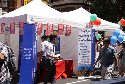 More property spruikers at the Melbourne Chinese New Year Festival