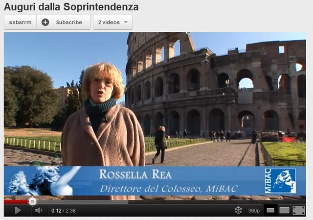ROMA - BENI CULTURALI: [Video] - Auguri dalla Soprintendenza [dott.ssa Rossella Rea Direttore del Colosseo, MiBAC], SSBAR (23-25/12/2011).