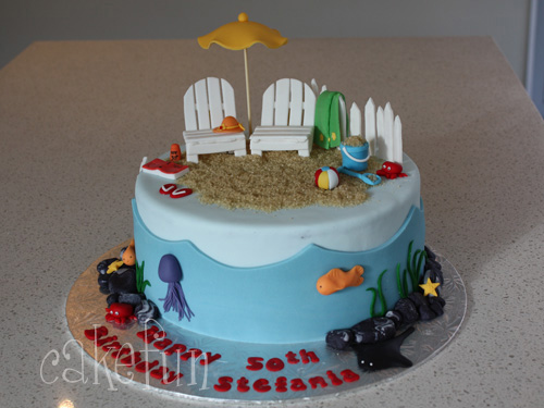 Evan's 1st Birthday Beach Cake – Blue Sheep Bake Shop