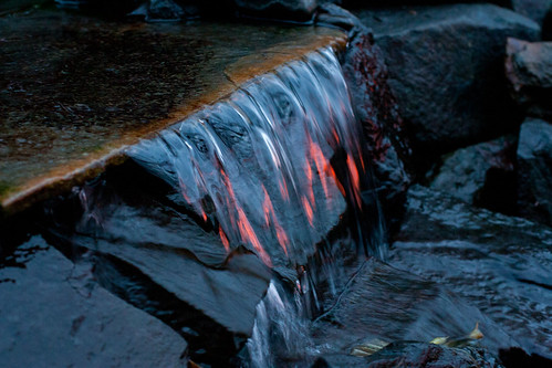 water sunrise fire pond falls firefall
