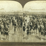 (stereoview) All the world a bathing goes, 1901