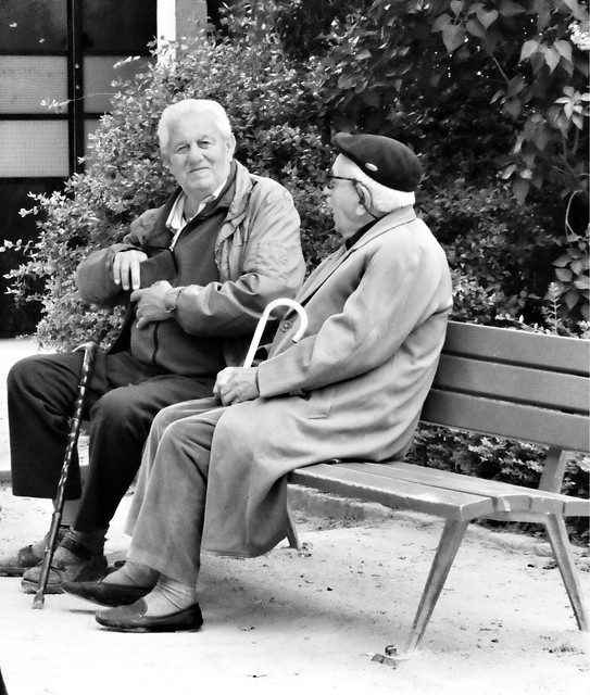 Talking on a bench