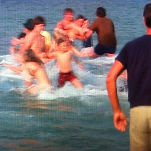 Terror at the beach due to shark attack (fortunately only in Jaws movie) #jaws #movie #panic #sharkattack #shark #sea #ocean #beach #panic #ig #igaddict | by BondiLife.com