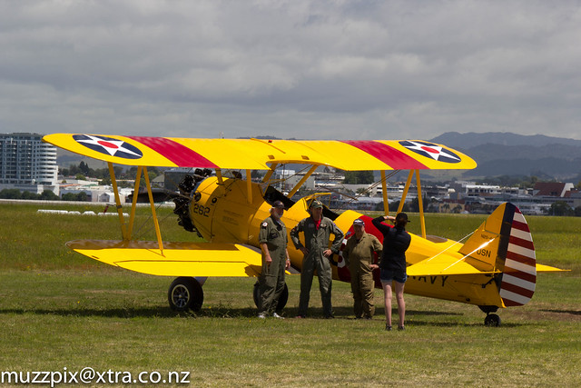 Tauranga airshow 2012  - photo line-up time with a Boeing Stearman .