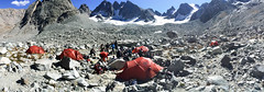 High Camp at the base of Gannett Peak on Dinwood Glacier
