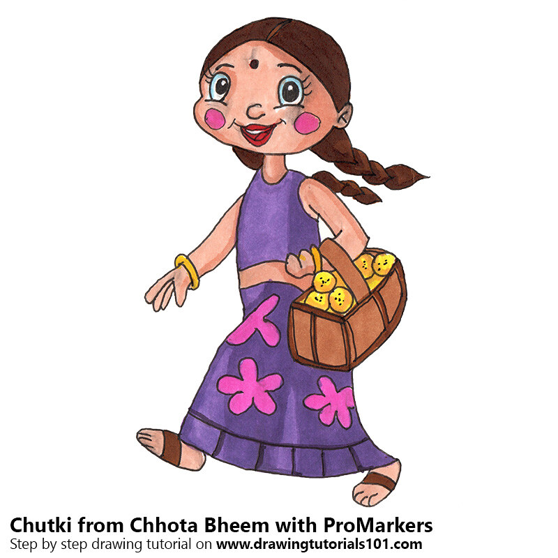 Chutki from Chhota Bheem with ProMarkers [Speed Drawing] | Flickr