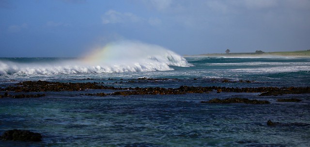 Surf Rainbow Wharekauri Station Cape Young Chatham Island New Zealand
