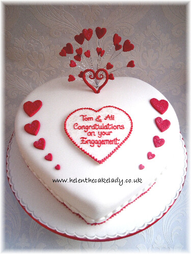 red heart engagement cake