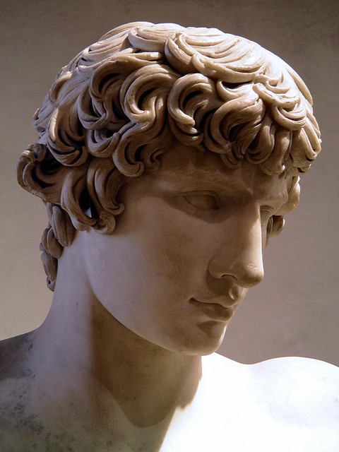 Bust of Antinoüs known as the Antinoüs of Ecouen, 18th century copy from an original coming from the villa Adriana, Louvre Museum, Paris