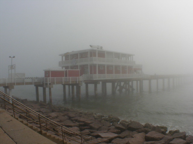 The 89th Street Fishing Pier in the fog.