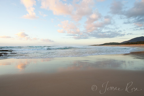 ocean morning pink beach clouds sunrise waves australia newyear nsw 2012