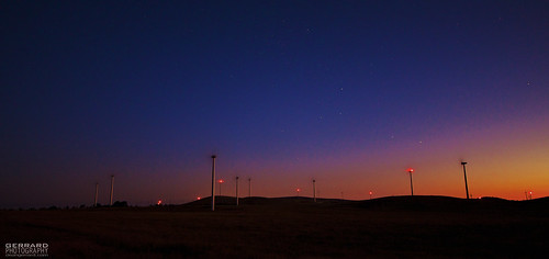 sunset stars cross wind farm southern crux turbines waubra acconia