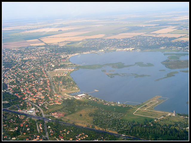 Lake Velence aerial view, Hungary