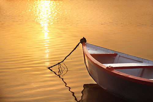 pakistan reflection water sunrise river boat rope jhelum