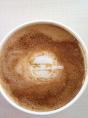 Today's latte, The Laughing Man in GHOST IN THE SHELL.